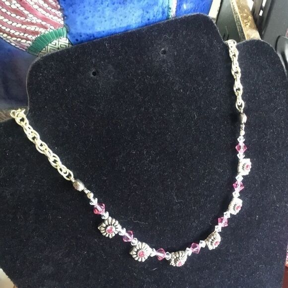 $12 ea or 3/$25. Silvertone & Pink Crystal Necklac - Picture 2 of 6